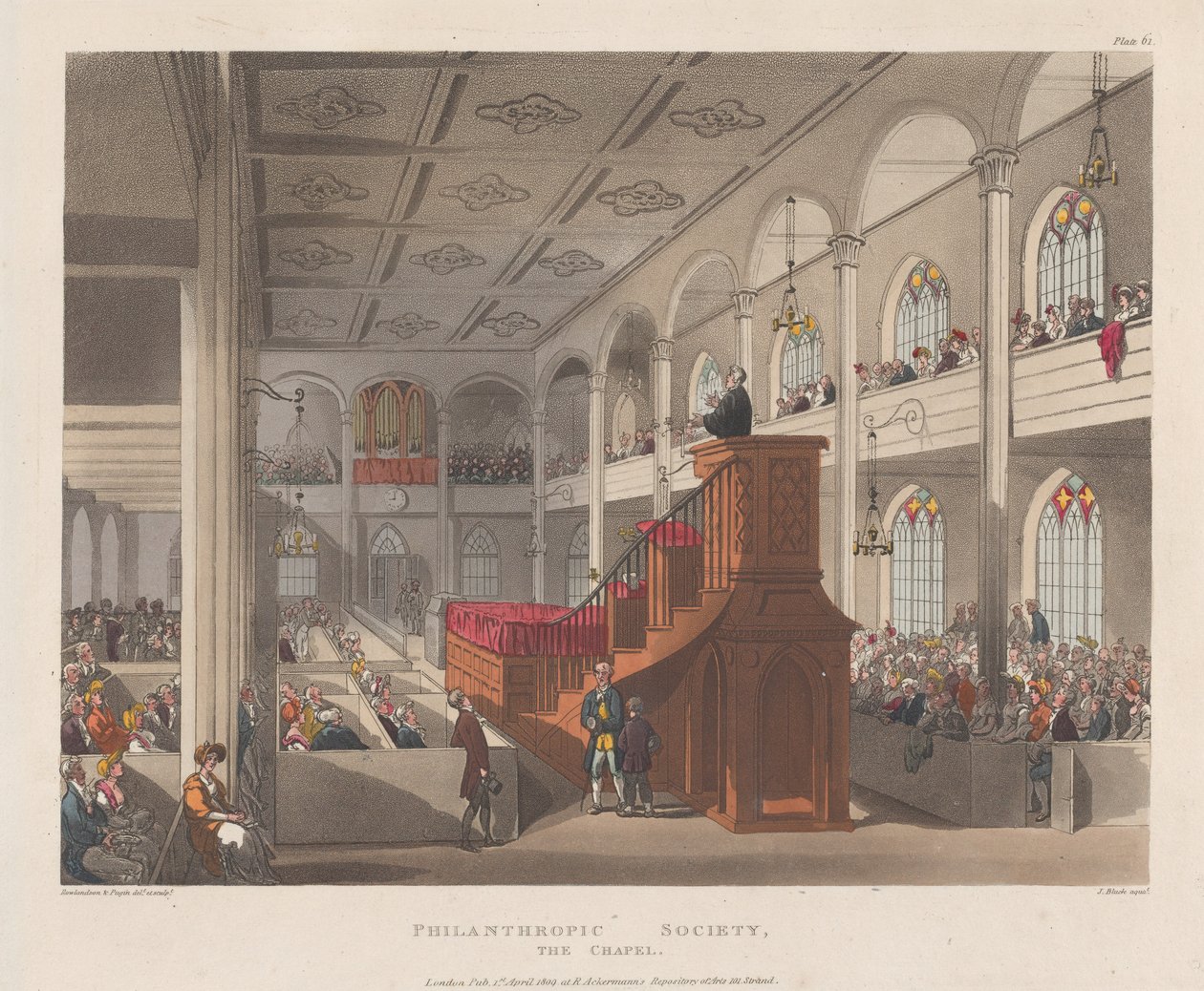 Filantropisk selskap, kapellet, 1. april 1809., 1. april 1809. av J. Bluck