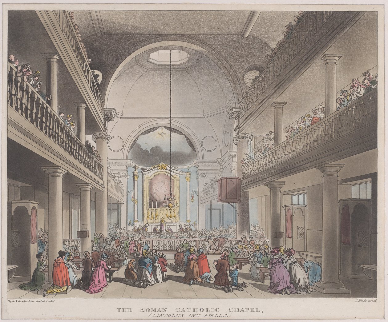 Det romersk-katolske kapellet, Lincolns Inn Fields, 1. april 1808., 1. april 1808. av J. Bluck