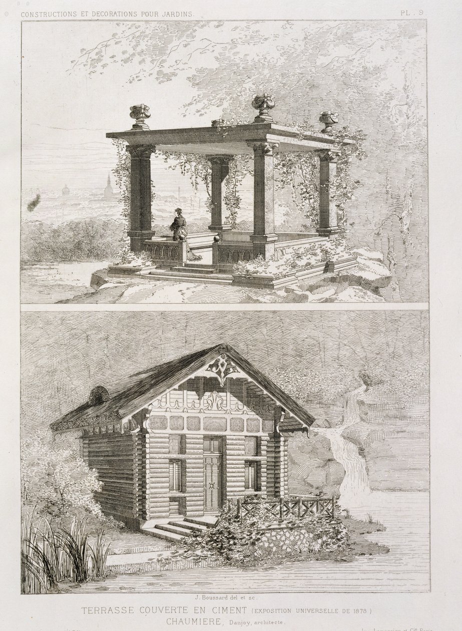 Terrasse dekket med sement, og bue designet av Danjoy, ca. 1880 av J. Boussard