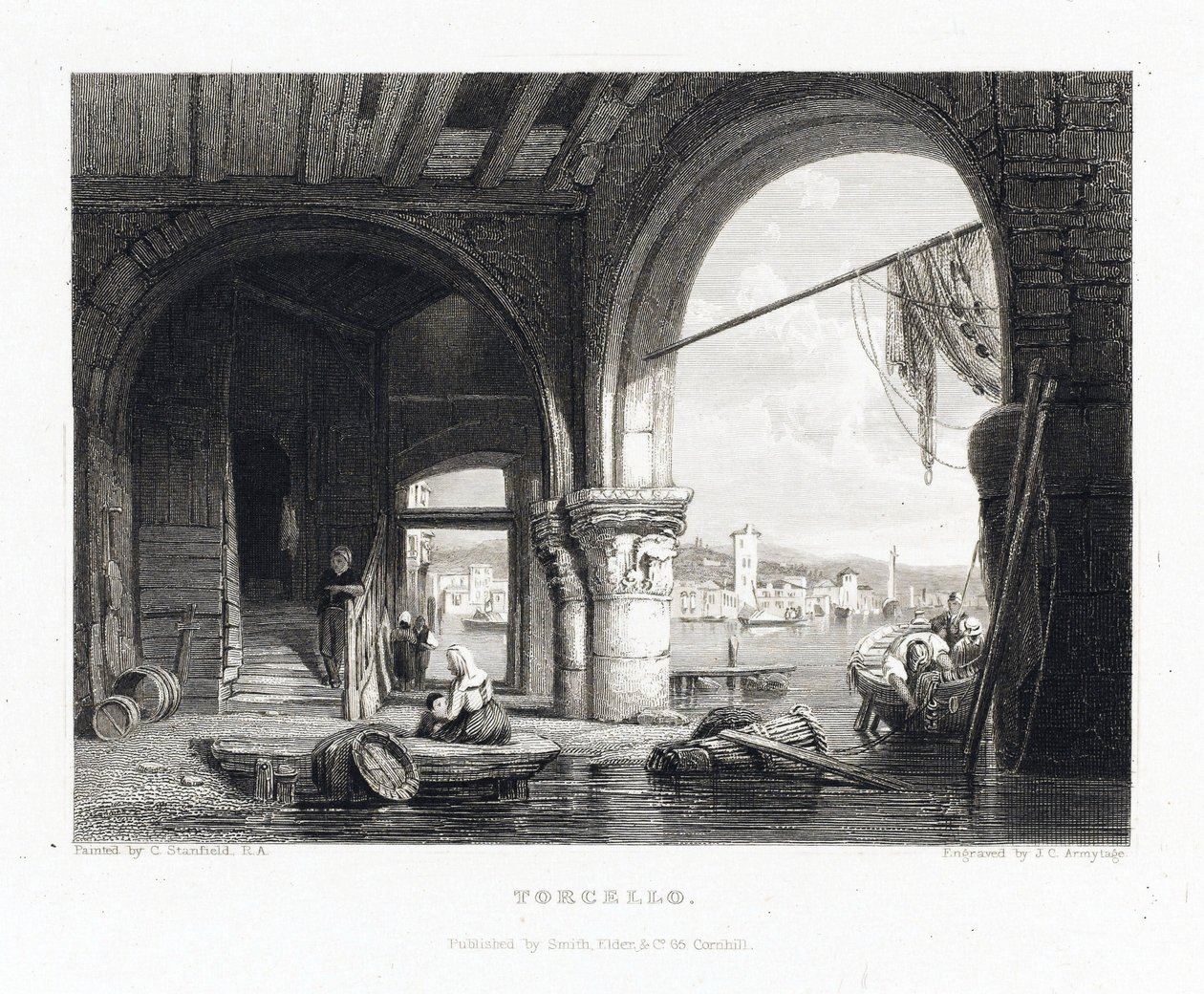 Utsikt over øya Torcello (Venezia, Italia). Gravering av James Charles Armytage (1820–1897) etter Clarkson Stanfield (1793–1867). av J. C. Armytage