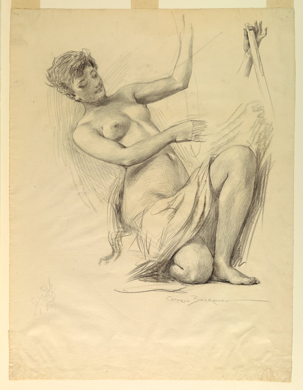 Figurstudie, muligens for Dome of Manufactures og Liberal Arts Building, World's Columbian Exposition, Chicago, IL av J. Carroll Beckwith
