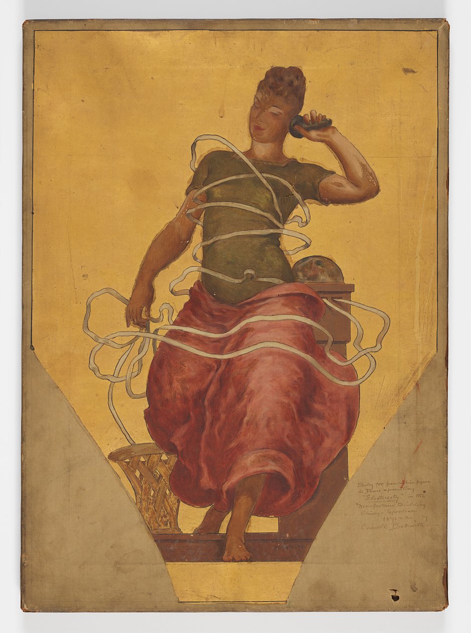 Studie av Pendentive Figure for Electricity, Dome of the Manufactures og Liberal Arts Building, World