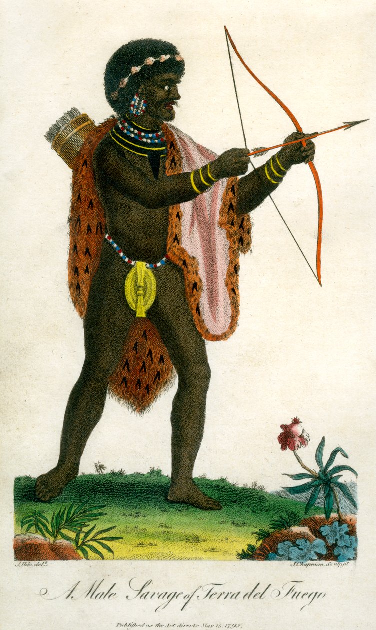 En mannlig villmann fra Terra del Fuego, 1795. av J. Chapman
