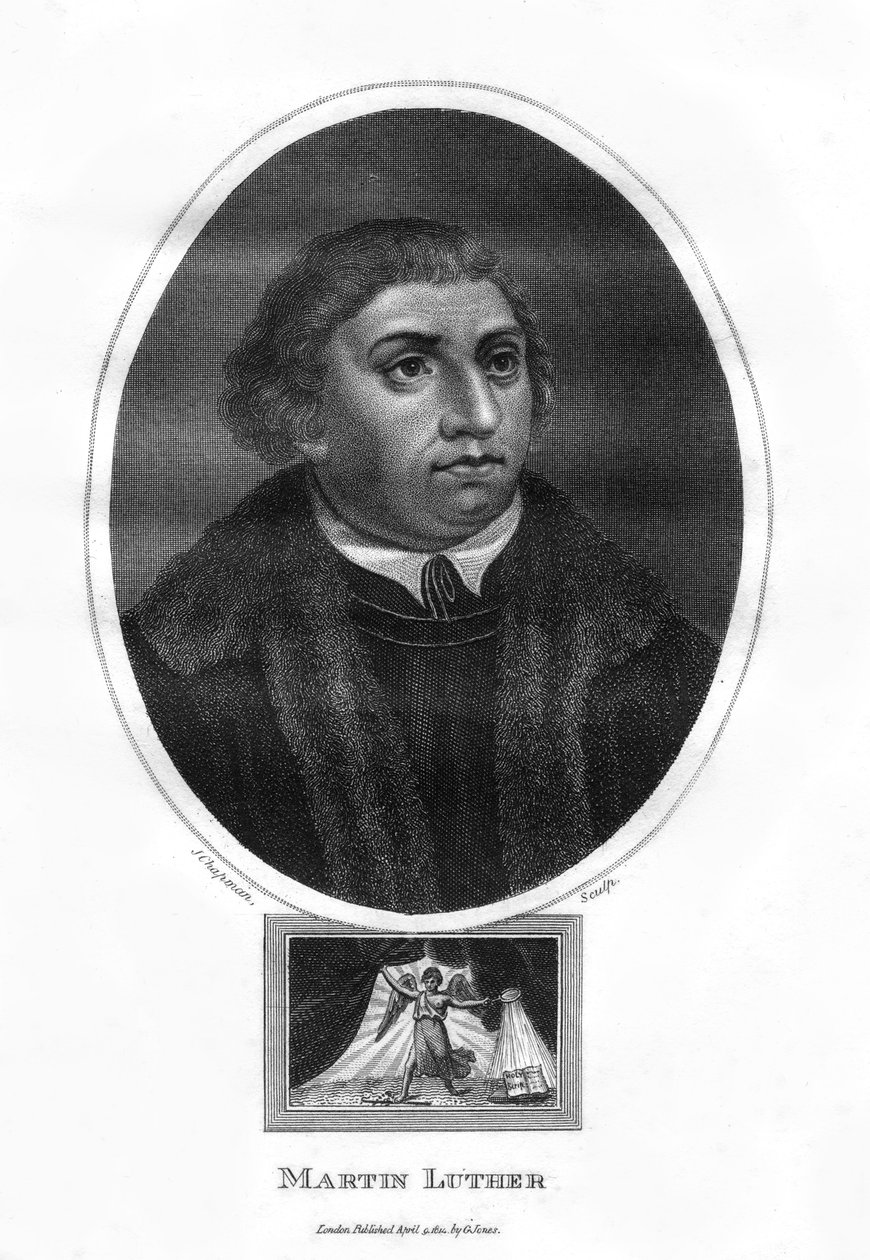 Martin Luther , tysk teolog, augustinermunk og kirkelig reformator, 1814. av J. Chapman