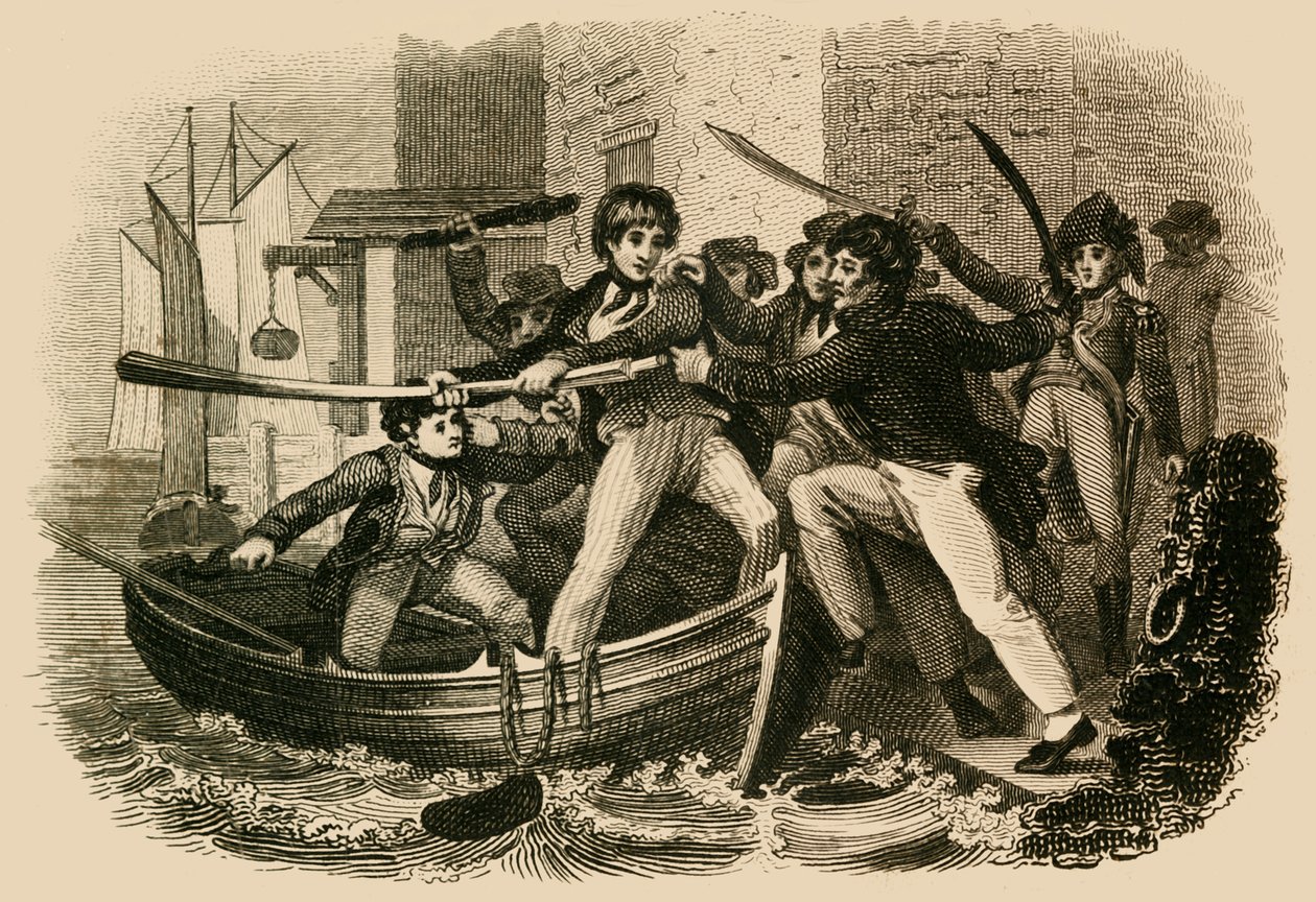 Mary Anne Talbot motstår en pressegjeng, 1822. av J. Chapman