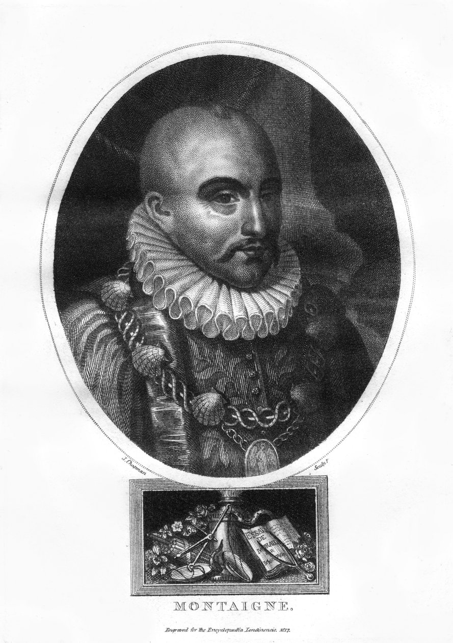 Michel Eyquem de Montaigne , fransk forfatter, 1817. av J. Chapman