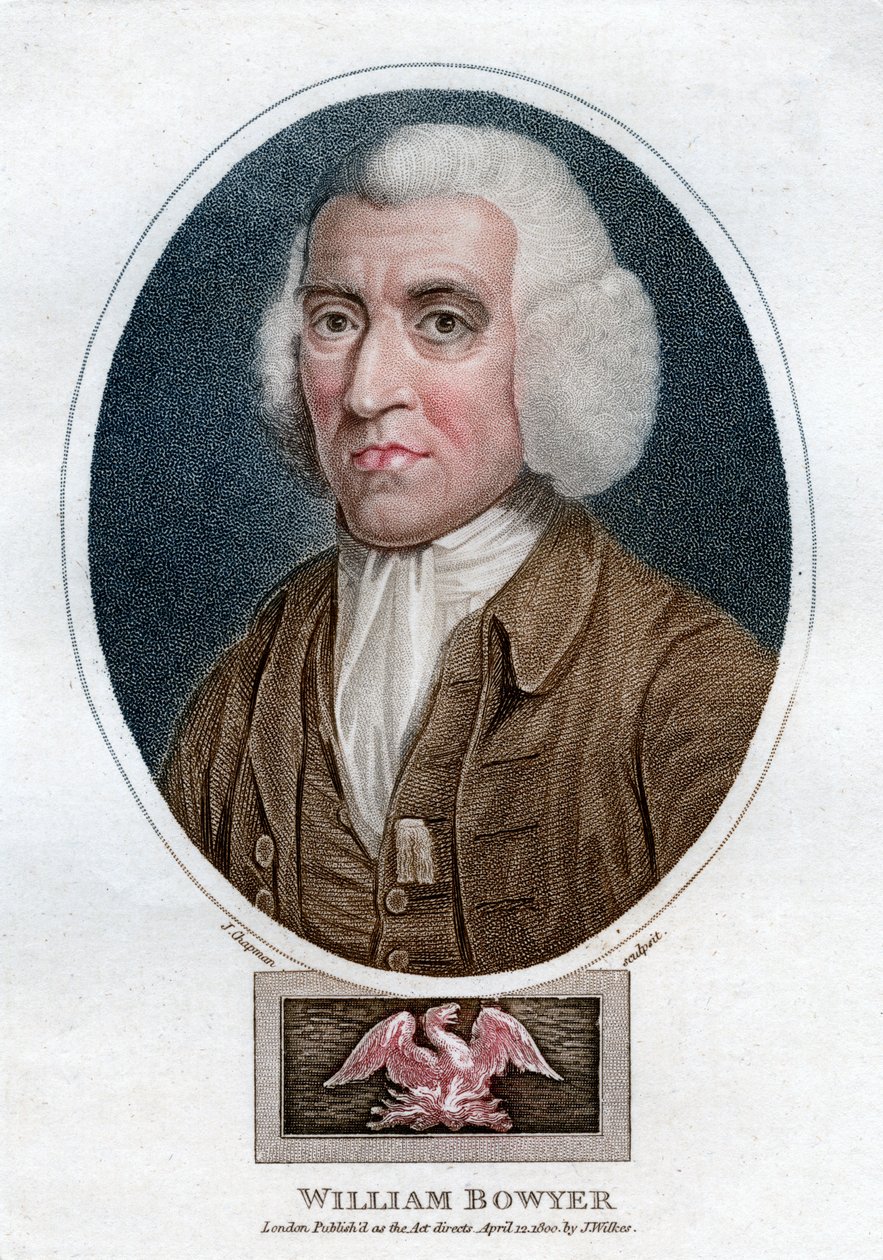 William Bowyer, engelsk trykker og litterær redaktør fra 1700-tallet, 1800. av J. Chapman