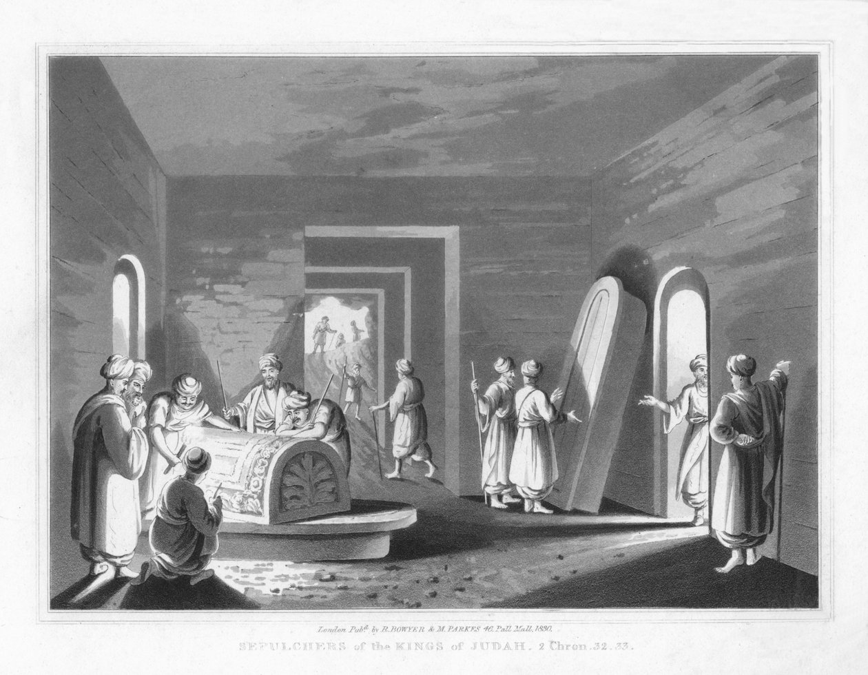 Gravene til Judas konger. 2 Krøniker, 32.33, 1830 av J. Clarke