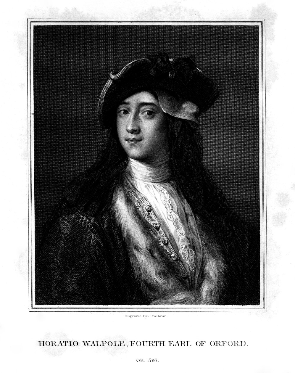 Horace Walpole, 4. jarl av Orford, politiker, forfatter, arkitektonisk innovatør, 1832. av J. Cochran