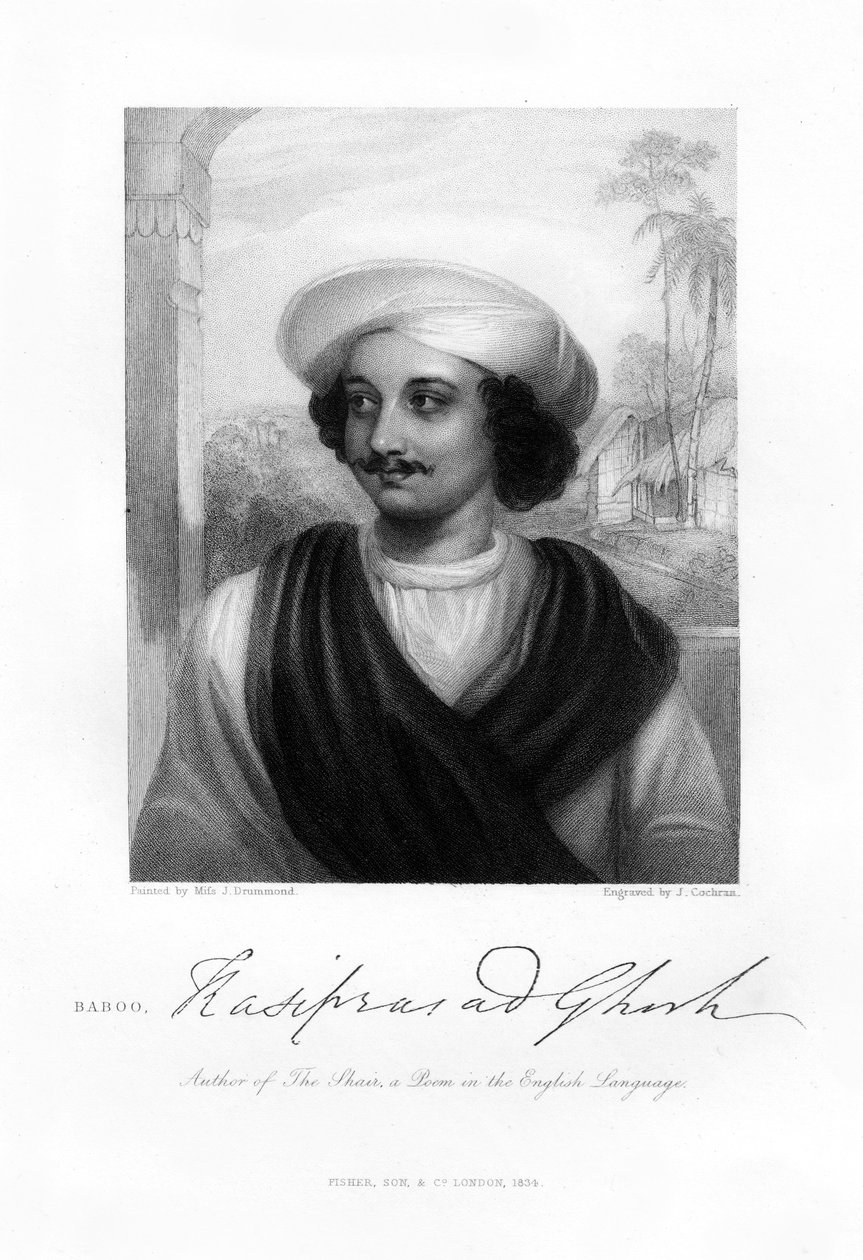 Kasi Das Prasad Ghosh , indisk poet, 1834 av J. Cochran