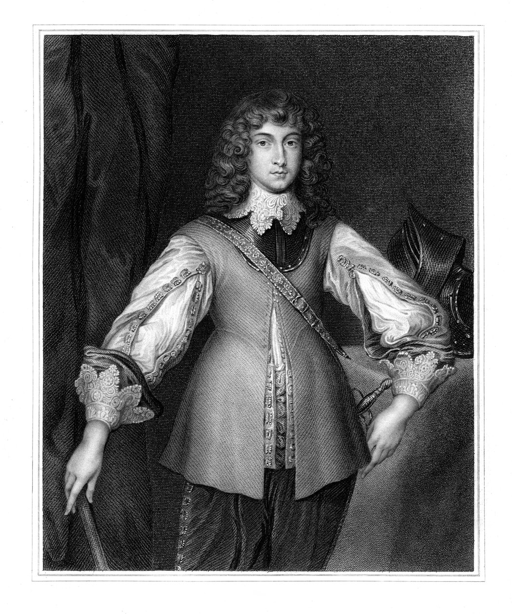 Prins Rupert, royalistisk kavalerisjef for den engelske borgerkrigen, 1800-tallet. av J. Cochran