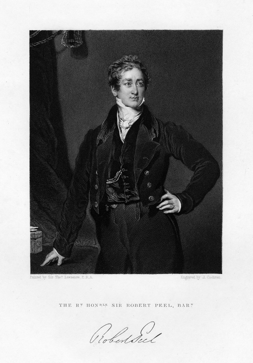 Sir Robert Peel, britisk statsminister, 1800-tallet. av J. Cochran