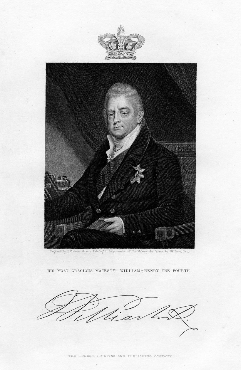 William IV, konge av Storbritannia, 1800-tallet. av J. Cochran