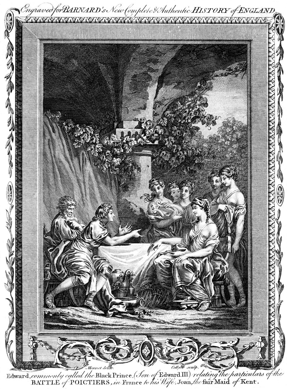 Edward, den svarte prinsen, forteller om detaljene i slaget ved Poictiers, 1800-tallet. av J. Collyer