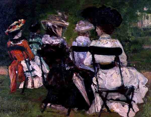 In the Park, ca. 1900 (olje om bord) av J. Edward Homerville Hague