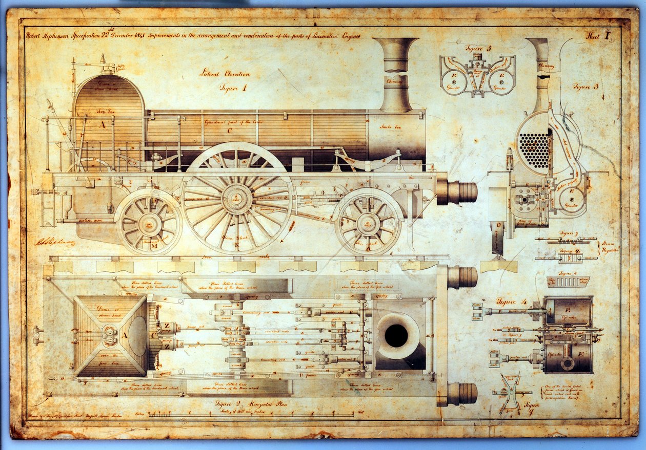 Stephensons "Long Boiler" lokomotiv, 1841 av J. Farley