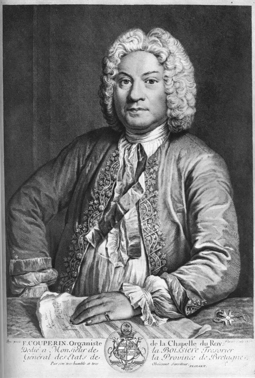 François Couperin , fransk barokkkomponist, organist og cembalist, 1735 av J Flippart