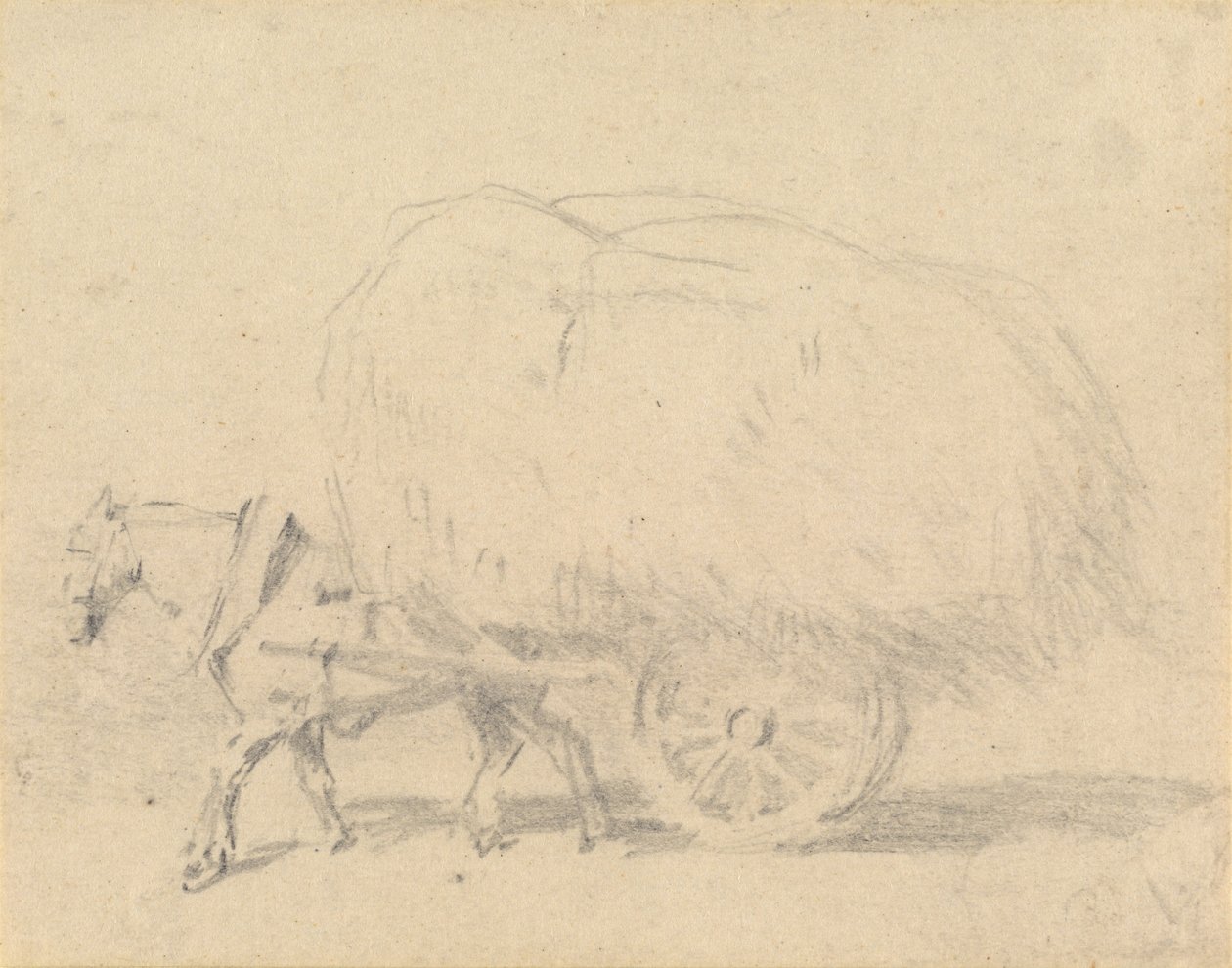 En hest som trekker et lass med høy av J. Frederick Tayler