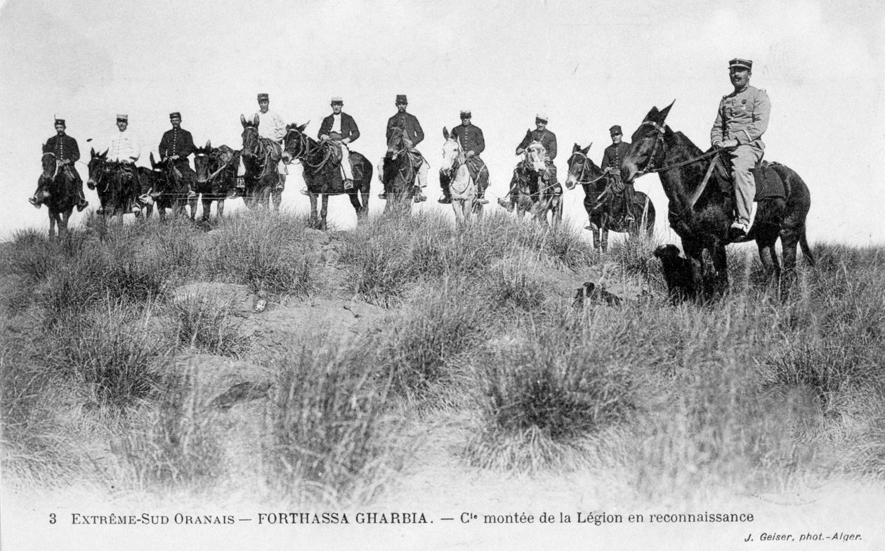 Fransk fremmedlegion kavaleri, Forthassa Gharbia, Algerie, c1905 av J. Geiser