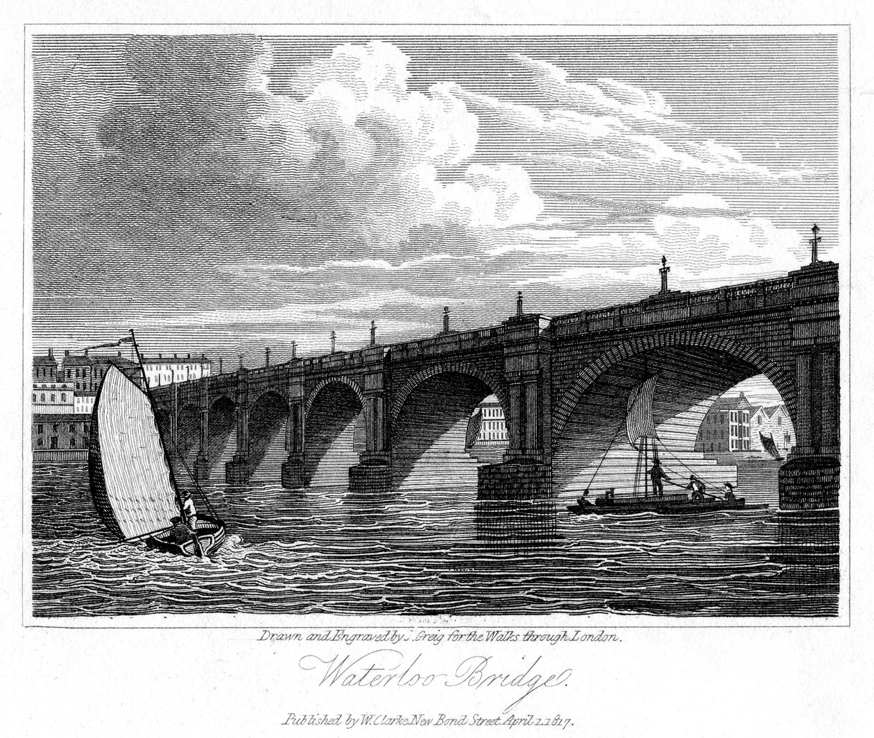 Waterloo Bridge, London, 1817. av J. Greig