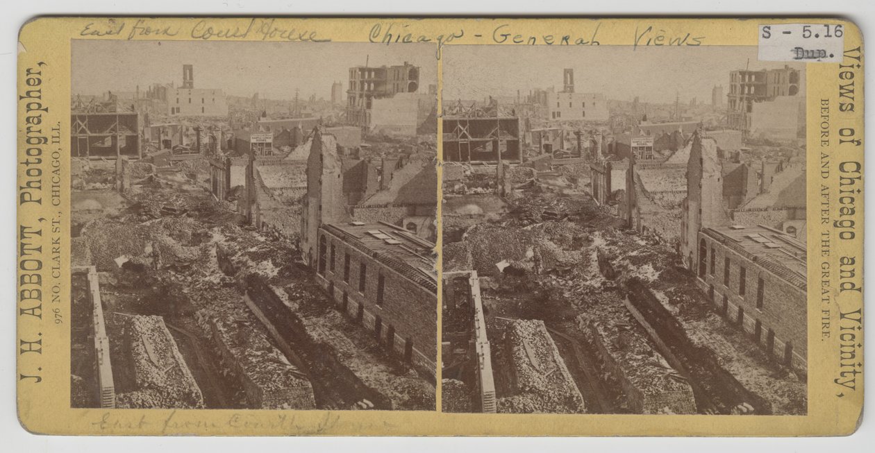 Utsikten østover fra tinghuset etter Chicago Fire i 1871 av J. H. Abbott