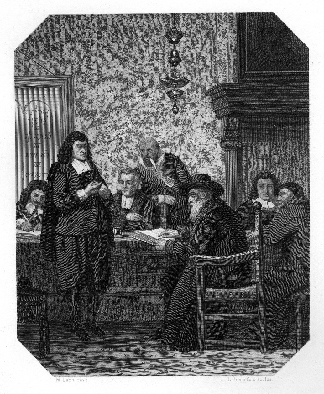 Benedict Spinoza, nederlandsk filosof fra 1600-tallet, ca 1870. av J. H. Rennefeld