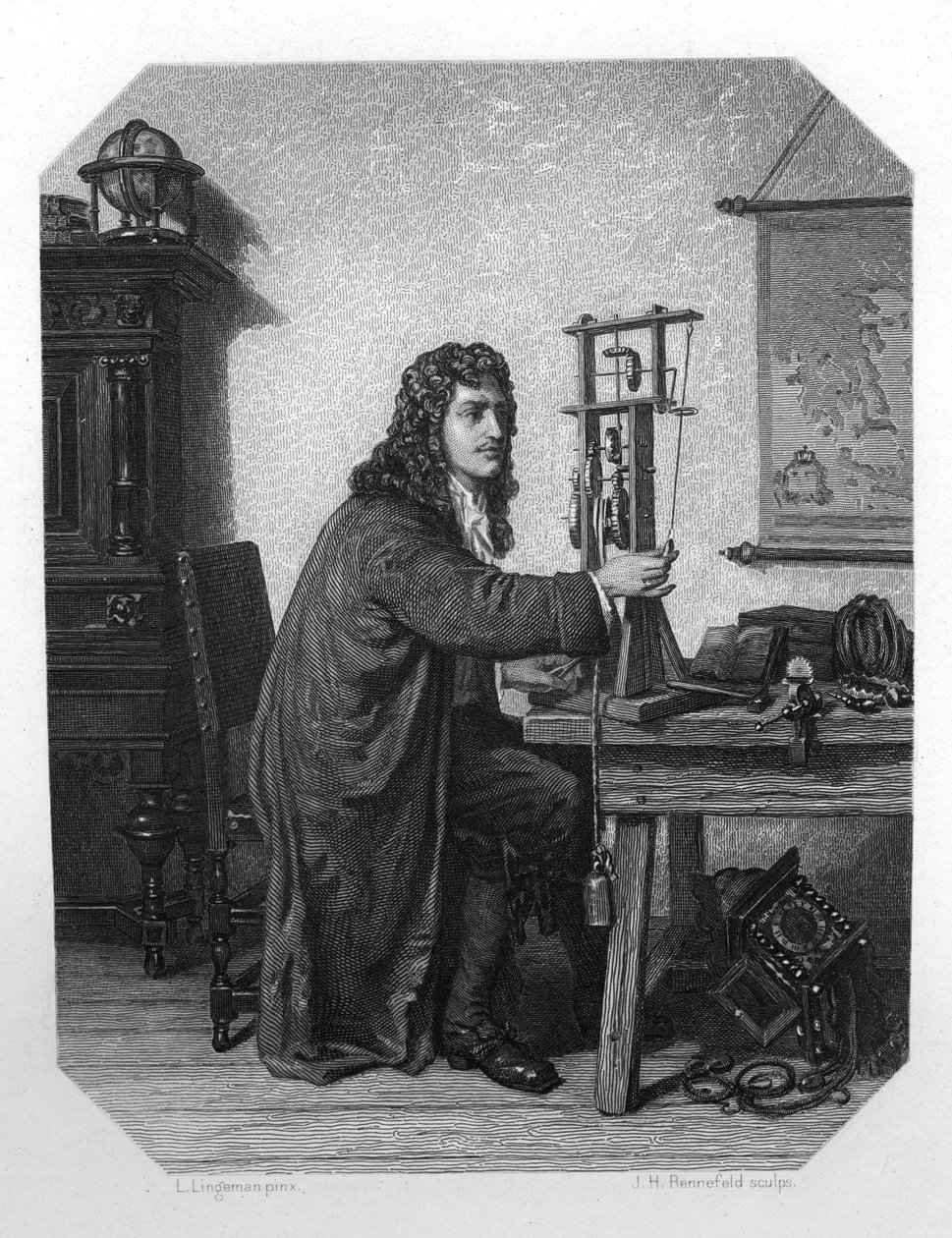 Christiaan Huygens , nederlandsk matematiker, astronom og fysiker fra 1600-tallet, ca 1870. av J. H. Rennefeld