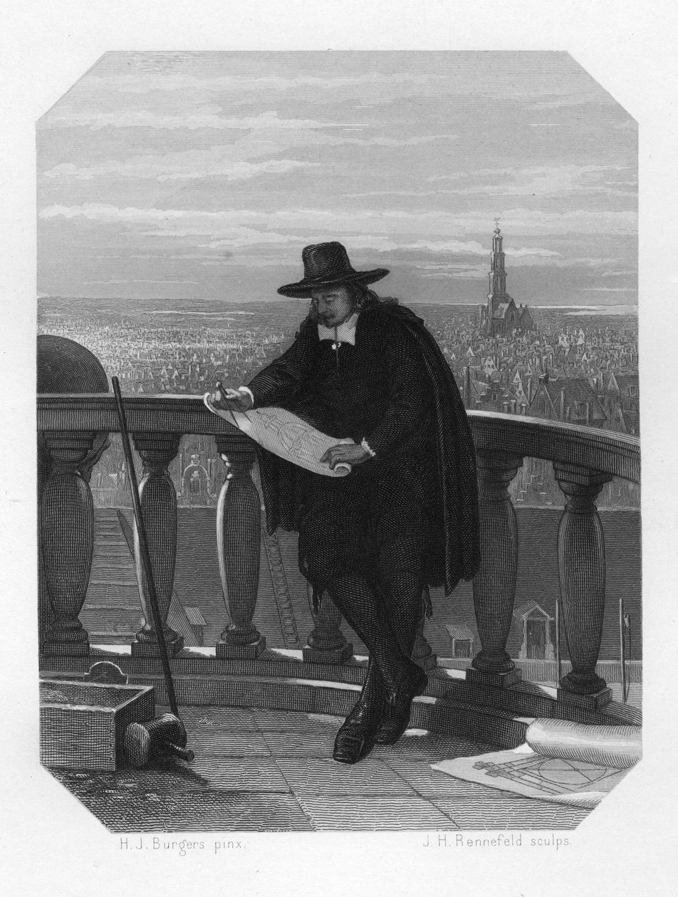 Jacob van Campen, nederlandsk kunstner og arkitekt fra gullalderen, 1600-tallet c1870. av J. H. Rennefeld