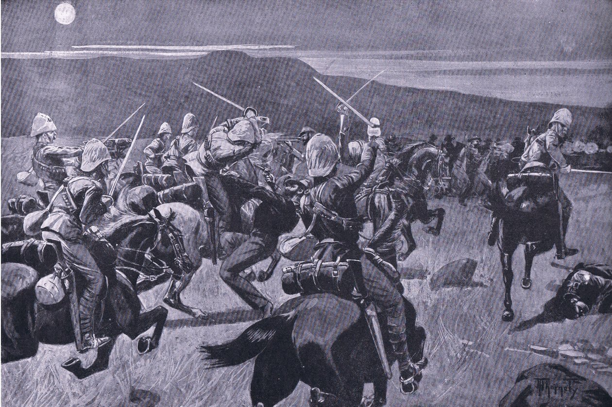 Moonlight charge of the 19th Hussars nr Steenkampsberg , illustrasjon fra After Pretoria: The Guerilla War
