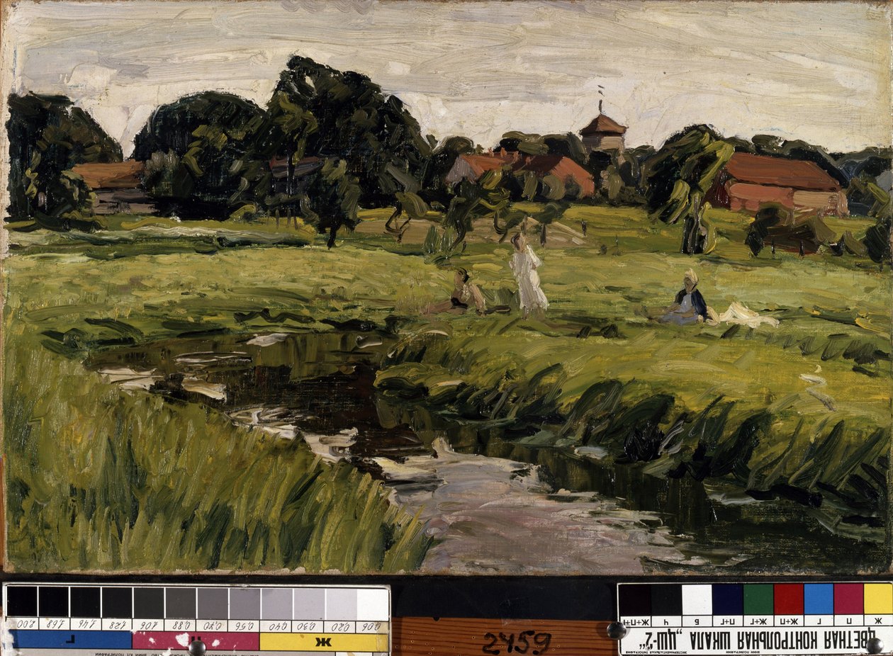 "Children at a creek" (Children at a creek) Maleri av Johannes Hansch (1875-1946) (ekspresjonisme) Olje på lerret. Mål 37x44 cm Mikalojus Konstantinas Ciurlionis Fine Arts Museum, Kaunas, Litauen av J. Hansch
