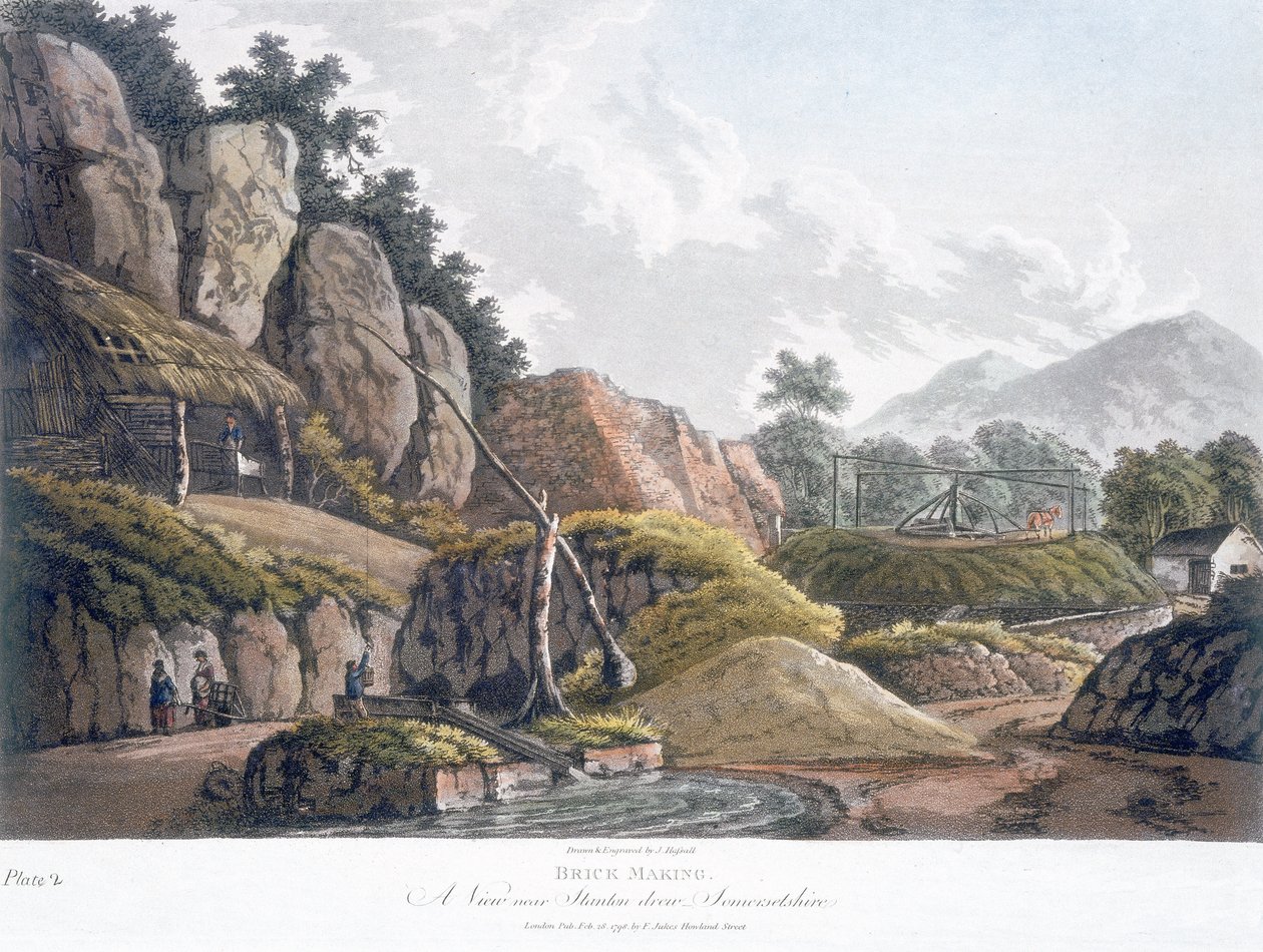 Brick Making nær Stanton Drew, Somerset, 28. februar 1798 (farget akvatint) av J. Hassall