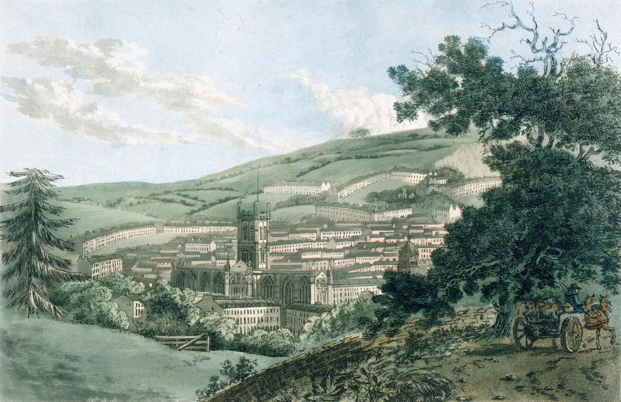 Bath, fra den private veien som fører til Prior Park, pub. 1793. av J. Hassell