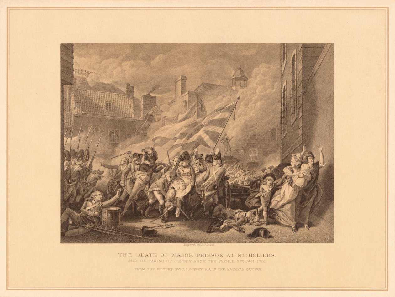 Major Peirsons død ved St. Heliers, 1781 1878 av J. J. Crew