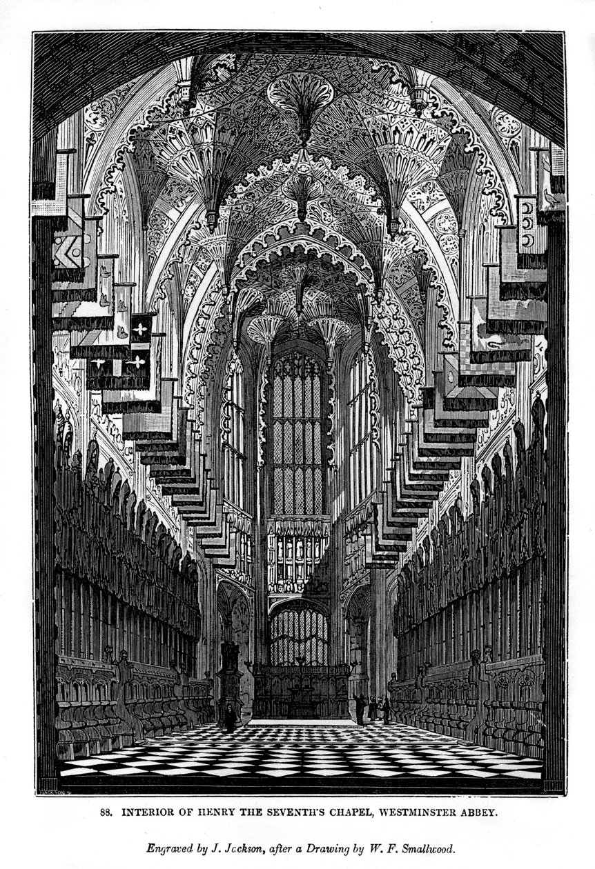 Interiør av Henry VII Chapel, Westminster Abbey, 1843 av J. Jackson