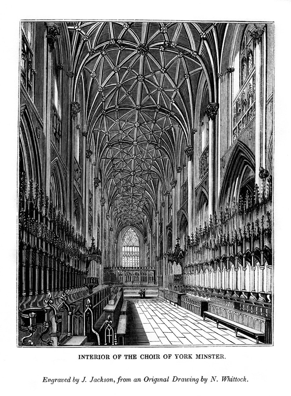 Interiør i koret til York Minster, c1830-1860 1843 av J. Jackson