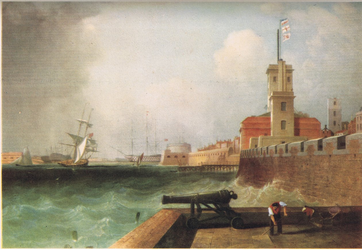Inngang til Portsmouth havn 1846 av J. Lynn