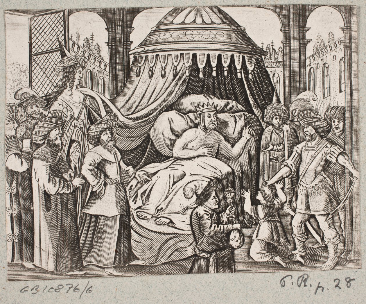 Illustrasjon til Adam Olearius, "Persisk Rosenthal av en genial poet Schich Saadi […]", Schleswig 1660 av J. Muller