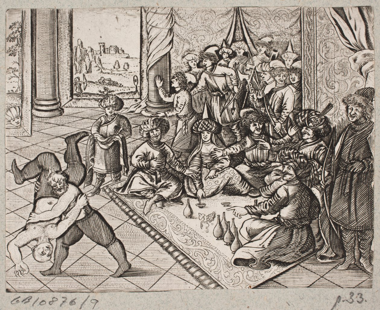 Illustrasjon til Adam Olearius, "Persisk Rosenthal av en genial poet Schich Saadi […]", Schleswig 1660 av J. Muller