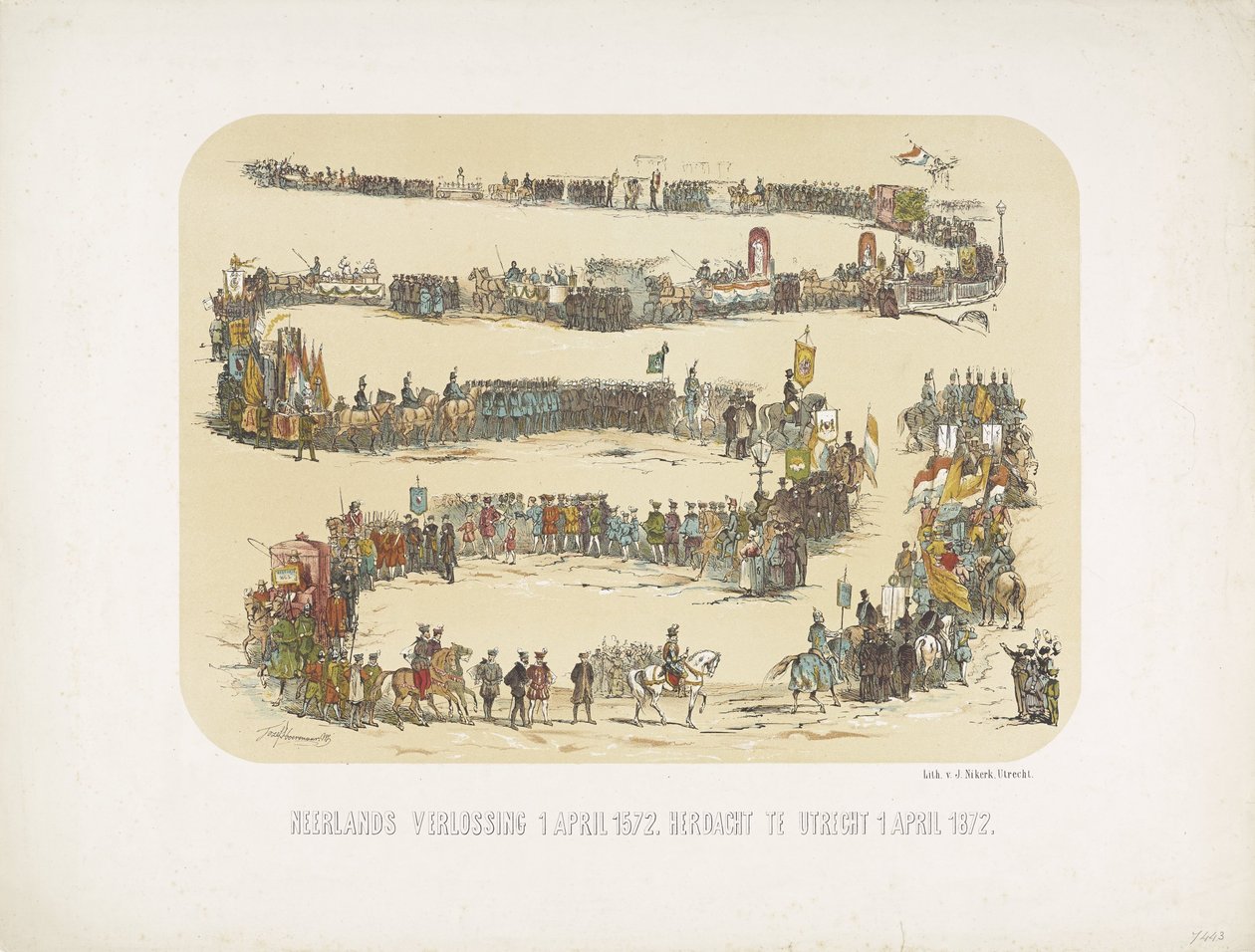 Dutch Redemption 1. april 1572. Minnes i Utrecht 1. april 1872 (tittel på objekt) av J. Nikerk