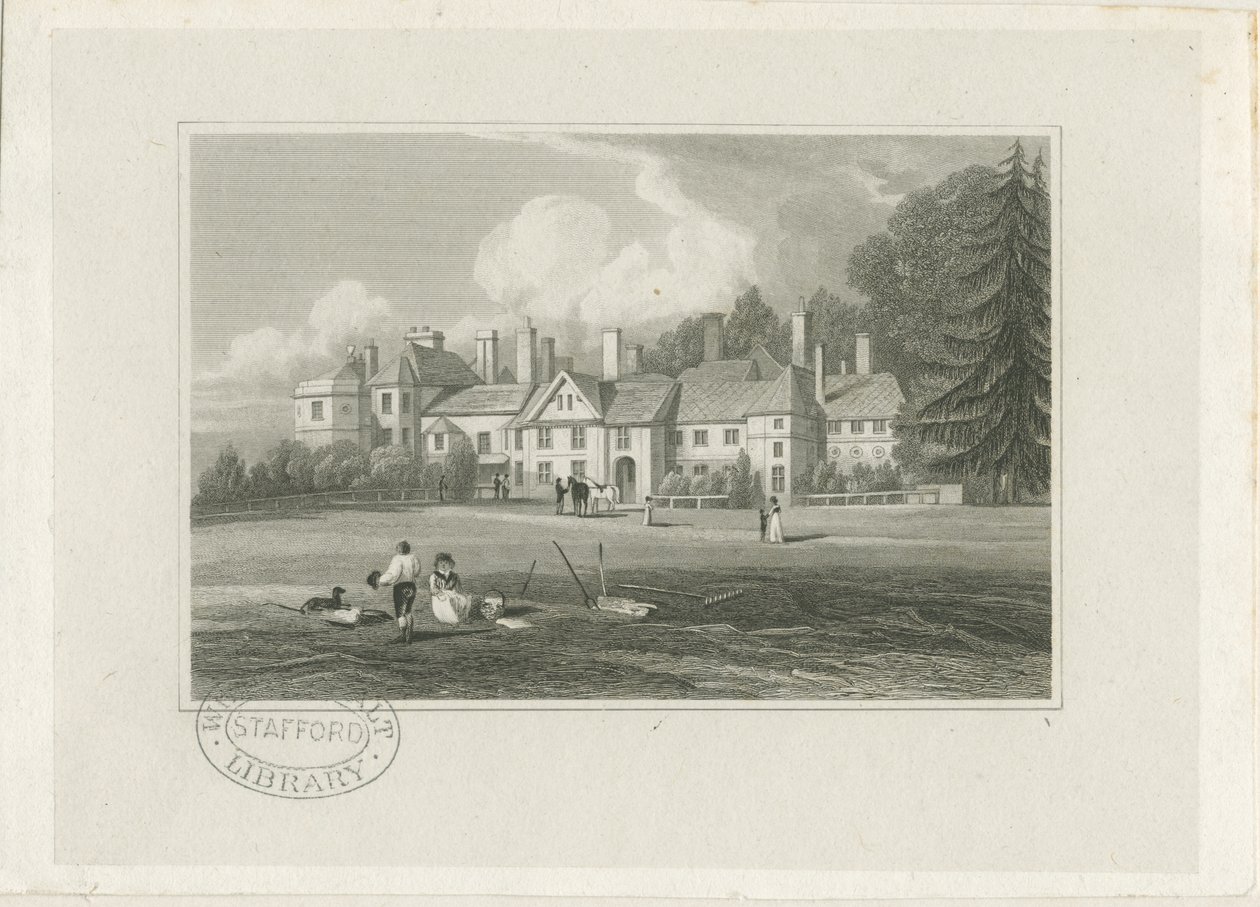 Hagley Hall: gravering, nd [1780-1847] av John Preston Neale