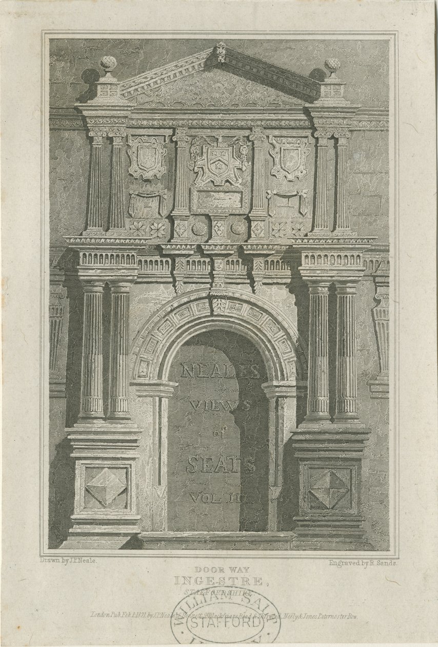 Ingestre Hall - Døråpning: gravering, nd [c 1821] (trykk) av John Preston Neale
