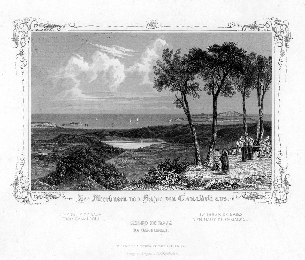 Baja-bukten fra Camaldoli, Italia, 1800-tallet av J. Poppel