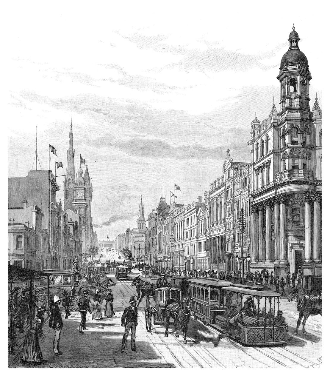 Collins Street ser østover, Melbourne, Victoria, Australia, 1886. av J. R. Ashton