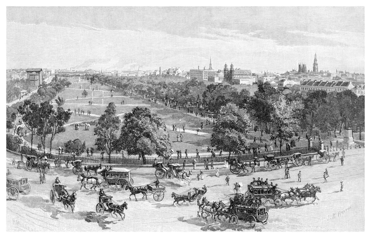 Hyde Park, Sydney, New South Wales, Australia, 1886. av J. R. Ashton