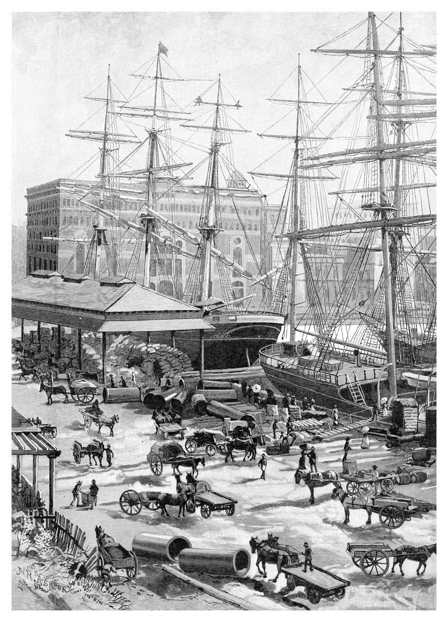 Shipping, Circular Quay, Sydney, New South Wales, Australia, 1886. av J. R. Ashton