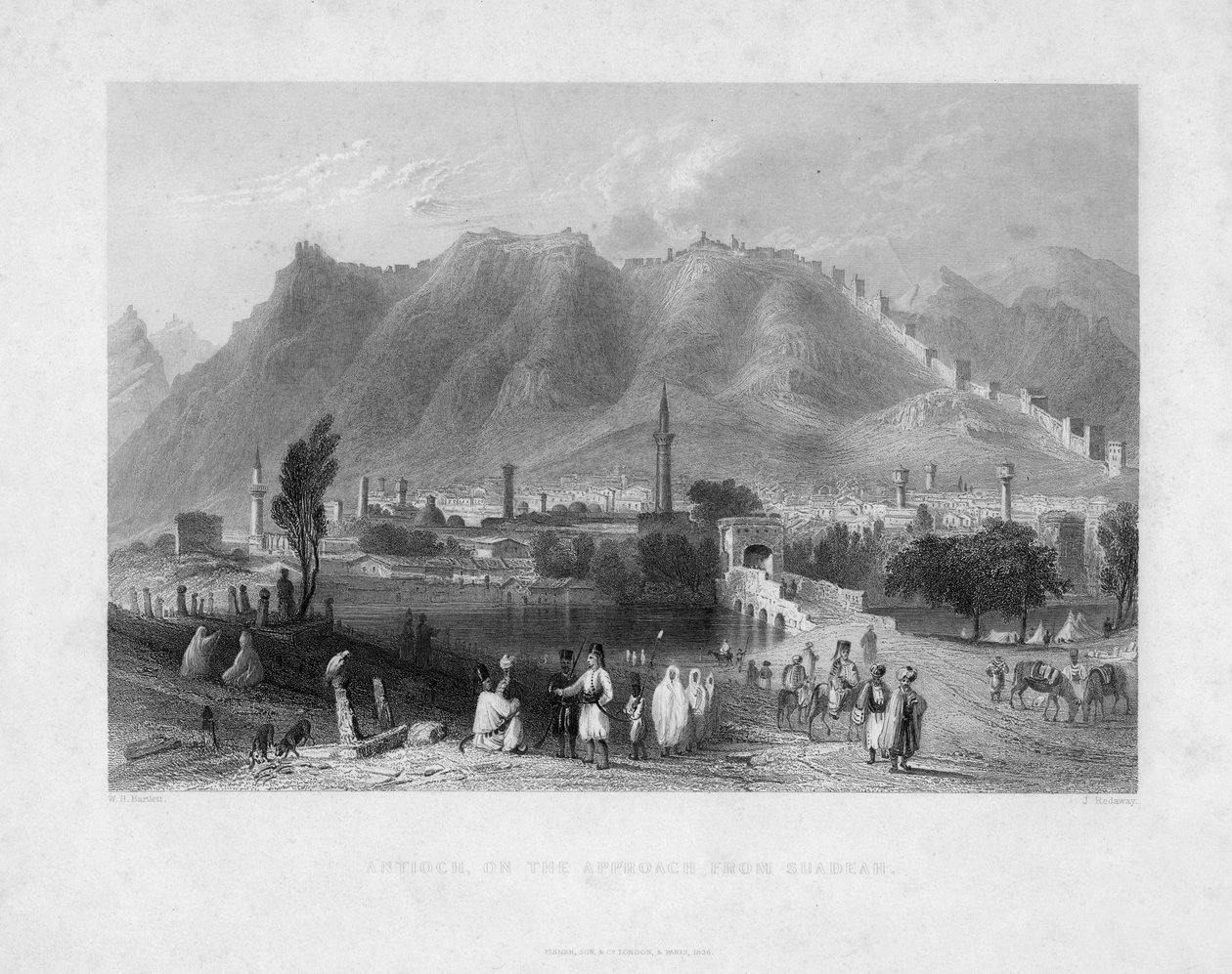 Antiokia, på tilnærmingen fra Suadeah, 1836 av J. Redaway