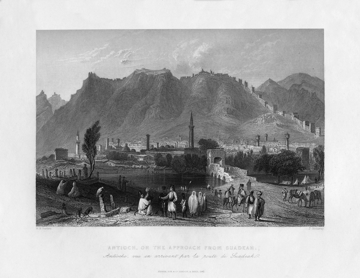Antiokia, ved tilnærmingen fra Suadeah, Tyrkia, 1841. av J. Redaway