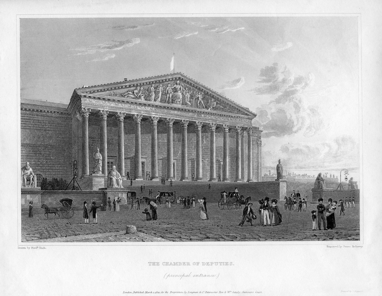 Deputertkammeret, hovedinngang, Paris, Frankrike, 1822 av J. Redaway