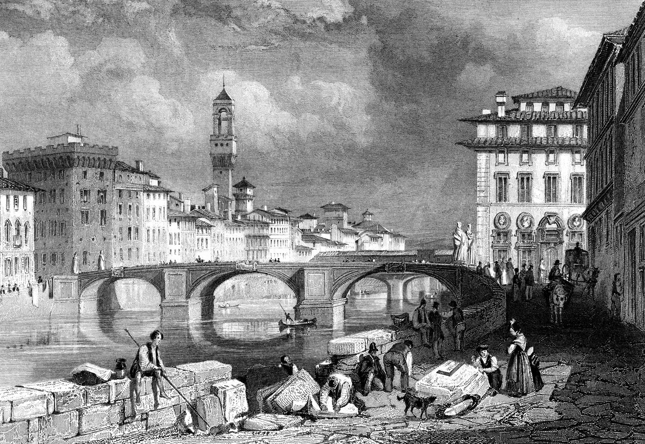 Ponte Santa Trinita, Firenze, Italia, 1800-tallet. av J. Redaway