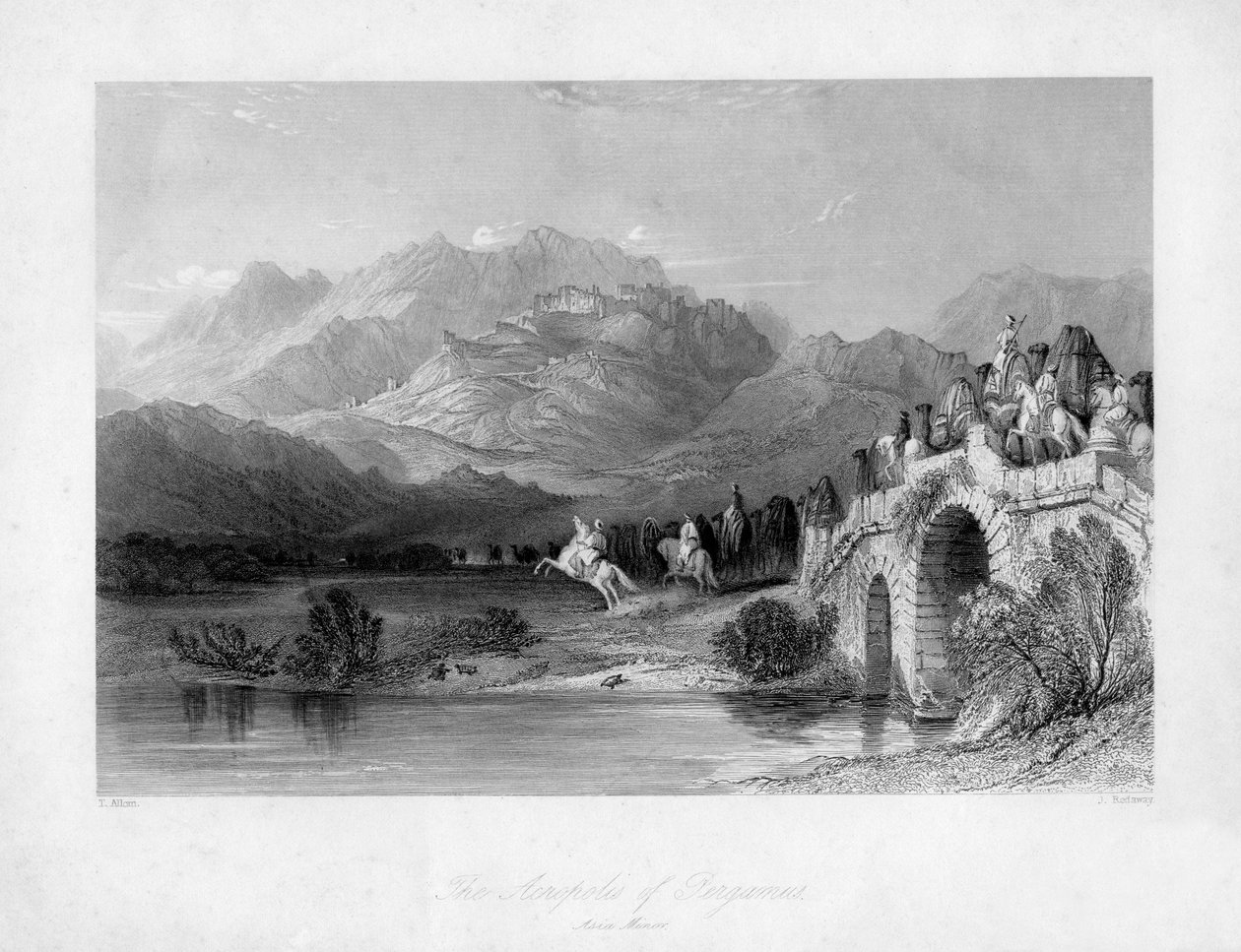 Akropolis i Pergamum Bergama, Tyrkia, 1800-tallet. av J. Redaway